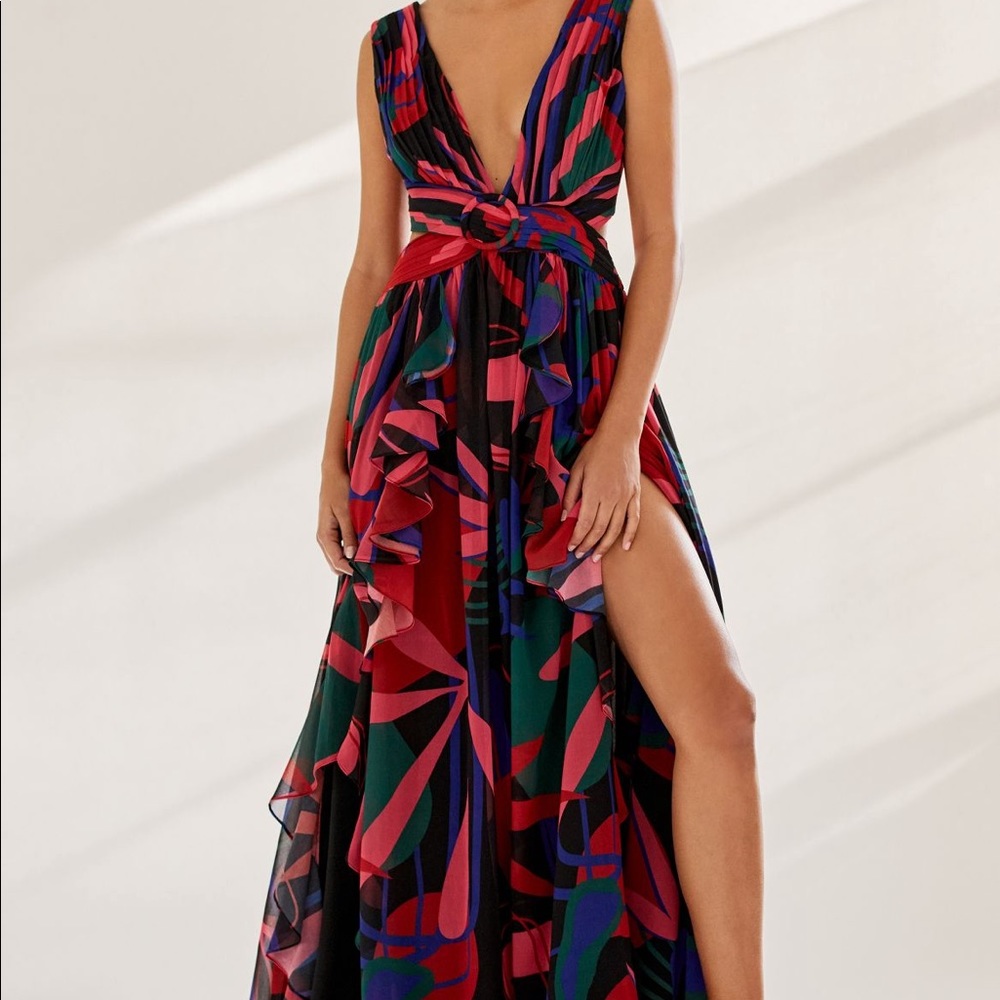 PatBo Rio Cutout Maxi Chiffon Dress